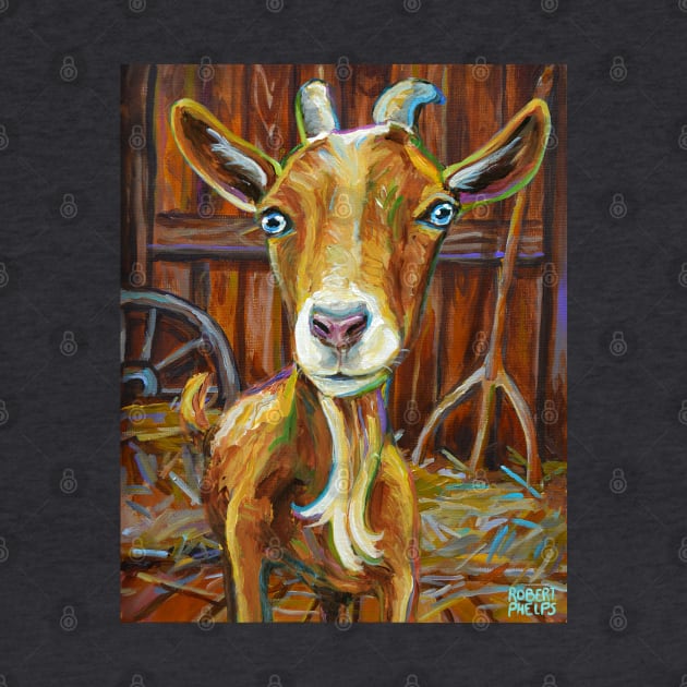 Golden Goat in Barn by Robert Phelps by RobertPhelpsArt